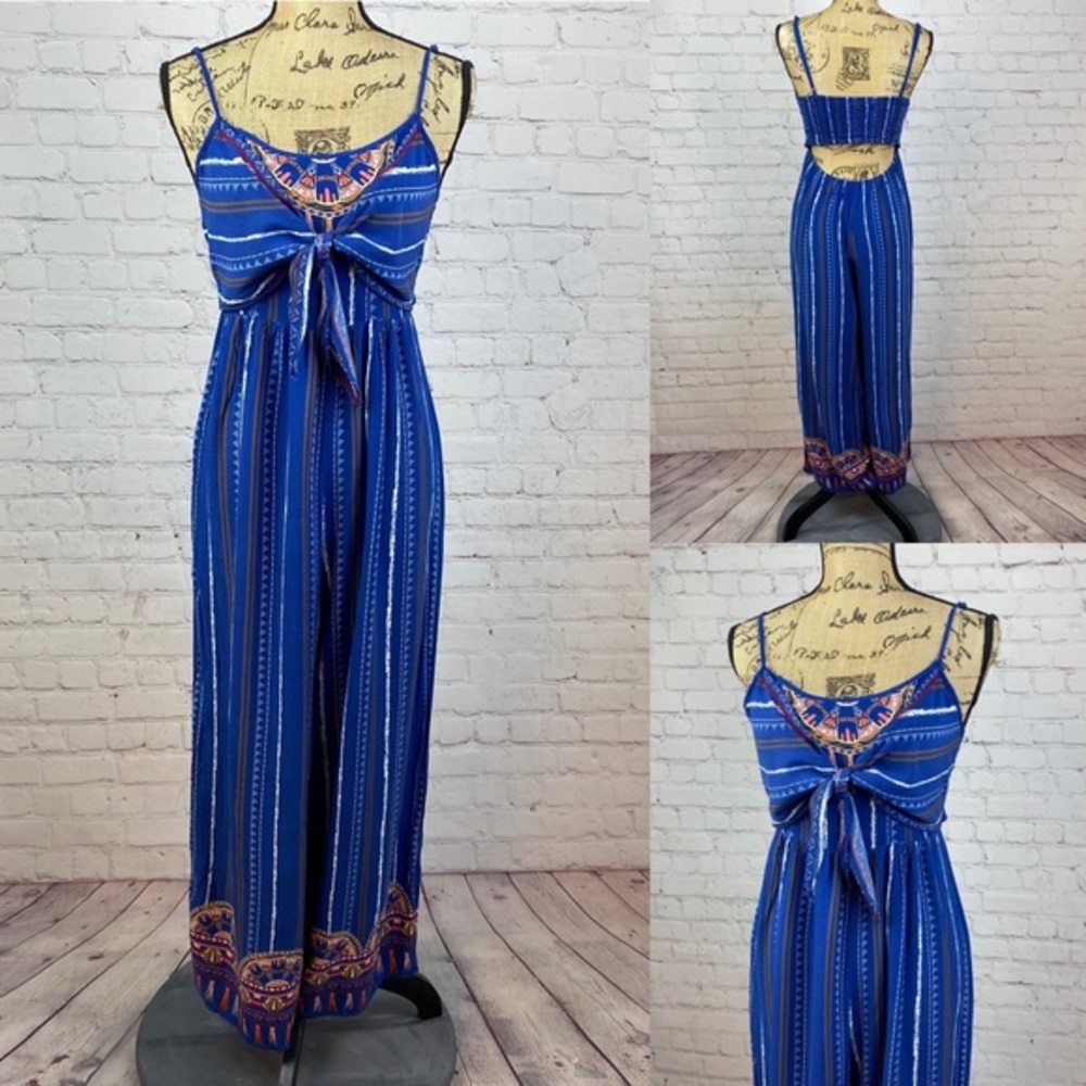 Flying Tomato Boho Front Tie Jumpsuit